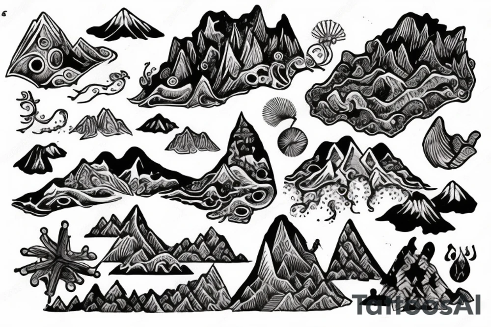 exploring mountains oceans tattoo idea