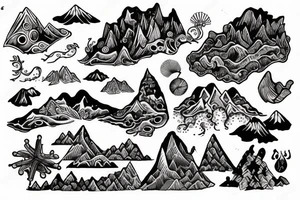 exploring mountains oceans tattoo idea