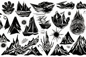 exploring seas mountains tattoo idea