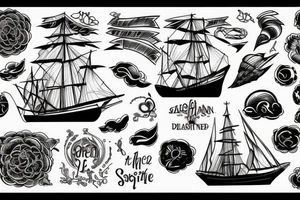 Ship on the ocean hit by lightning tattoo idea