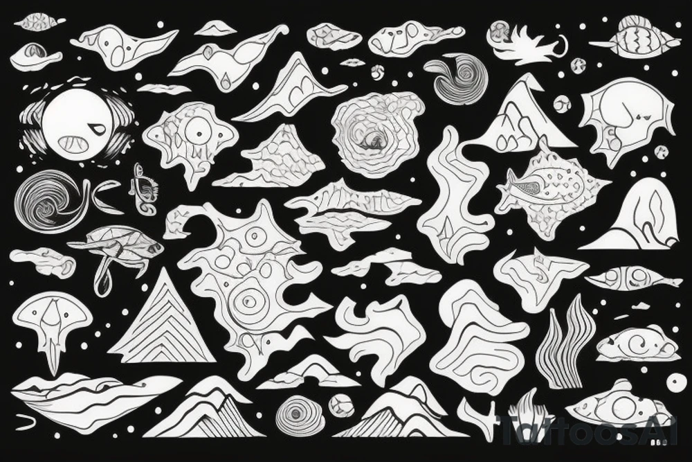 Exploring oceans and mountains tattoo idea