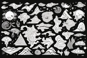 Exploring oceans and mountains tattoo idea