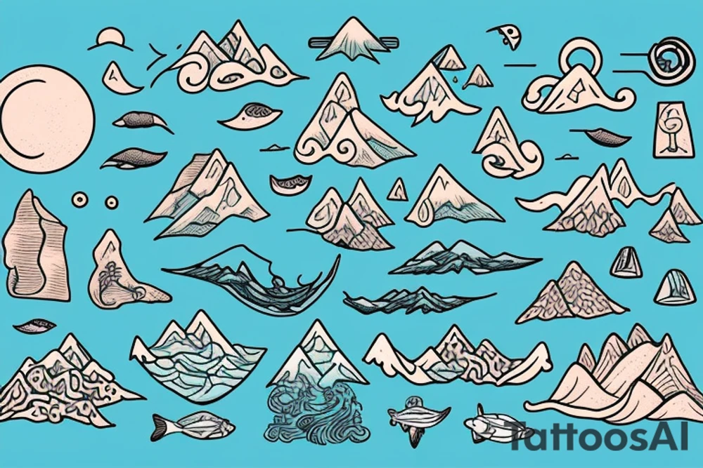 Exploring oceans and mountains tattoo idea