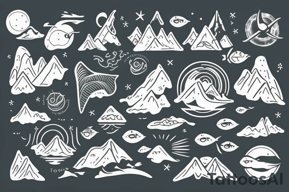 Exploring oceans and mountains tattoo idea