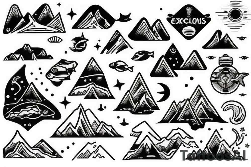 Exploring oceans and mountains tattoo idea
