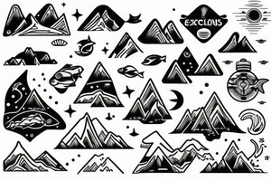 Exploring oceans and mountains tattoo idea