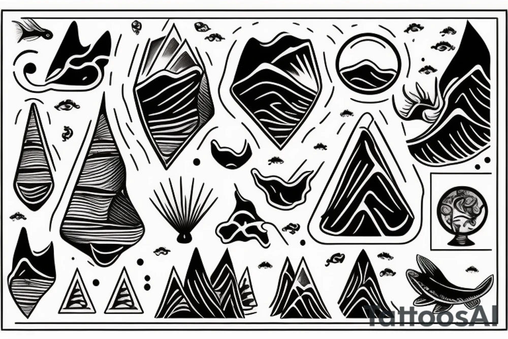 ocean and mountain tattoo idea