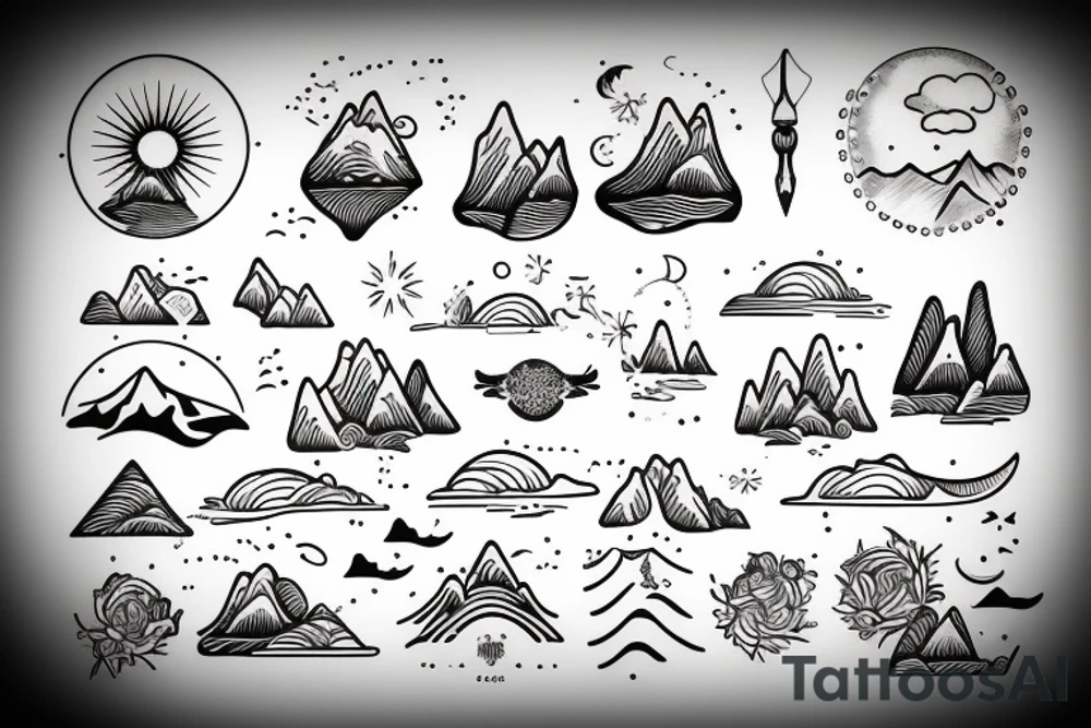 ocean and mountain tattoo idea
