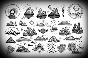 ocean and mountain tattoo idea