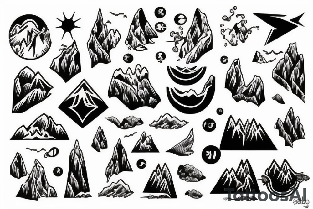 ocean and mountain tattoo idea