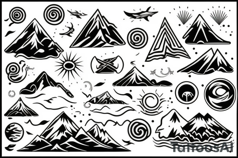 ocean and mountain tattoo idea