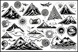 ocean and mountain tattoo idea