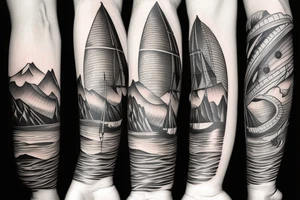 sailboats mountains tattoo idea