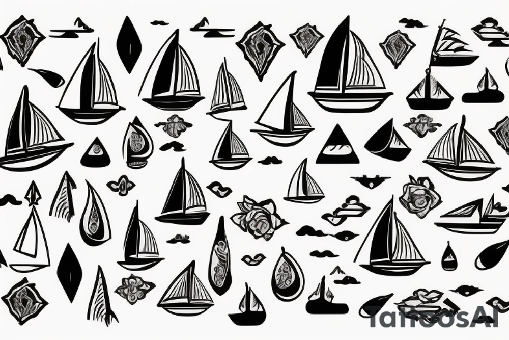 sailboats mountains tattoo idea
