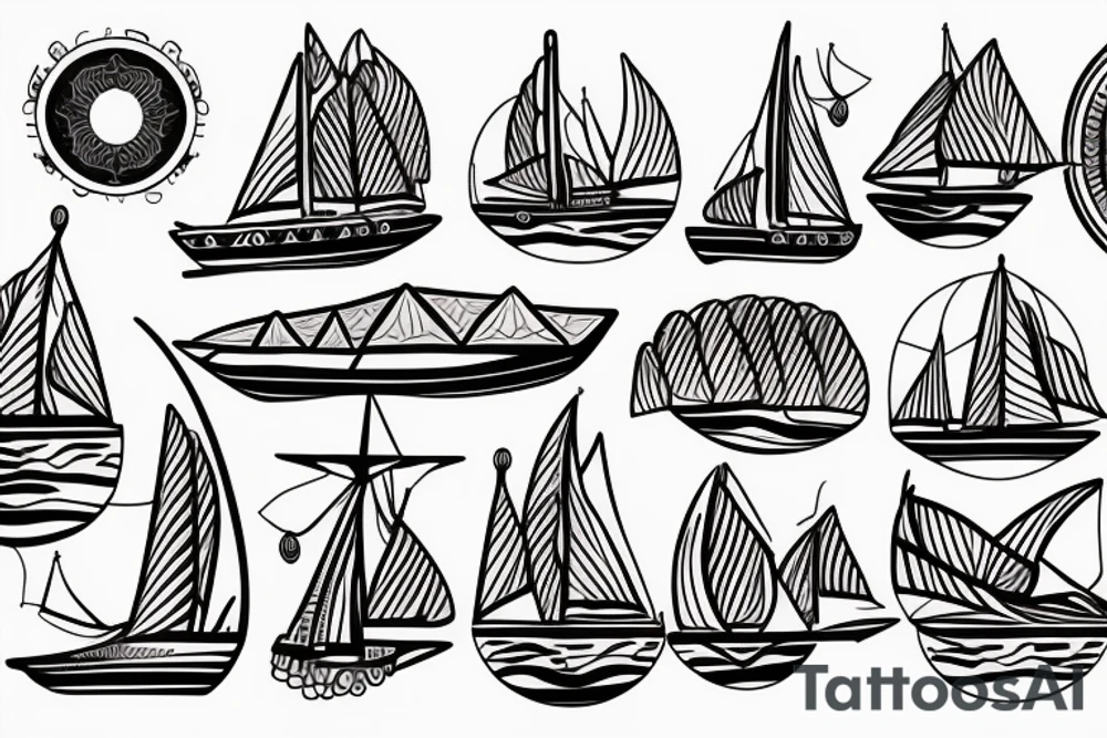 sailboats and mountains tattoo idea