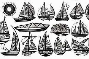 sailboats and mountains tattoo idea