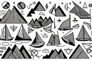 sailboats and mountains tattoo idea
