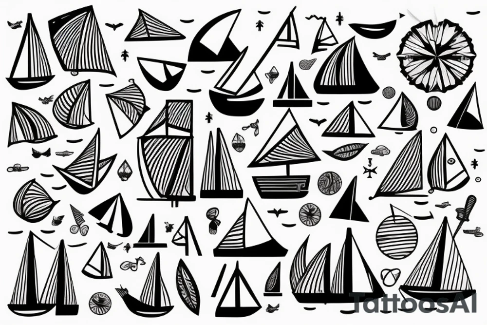 sailboats and mountains tattoo idea