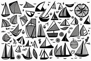 sailboats and mountains tattoo idea