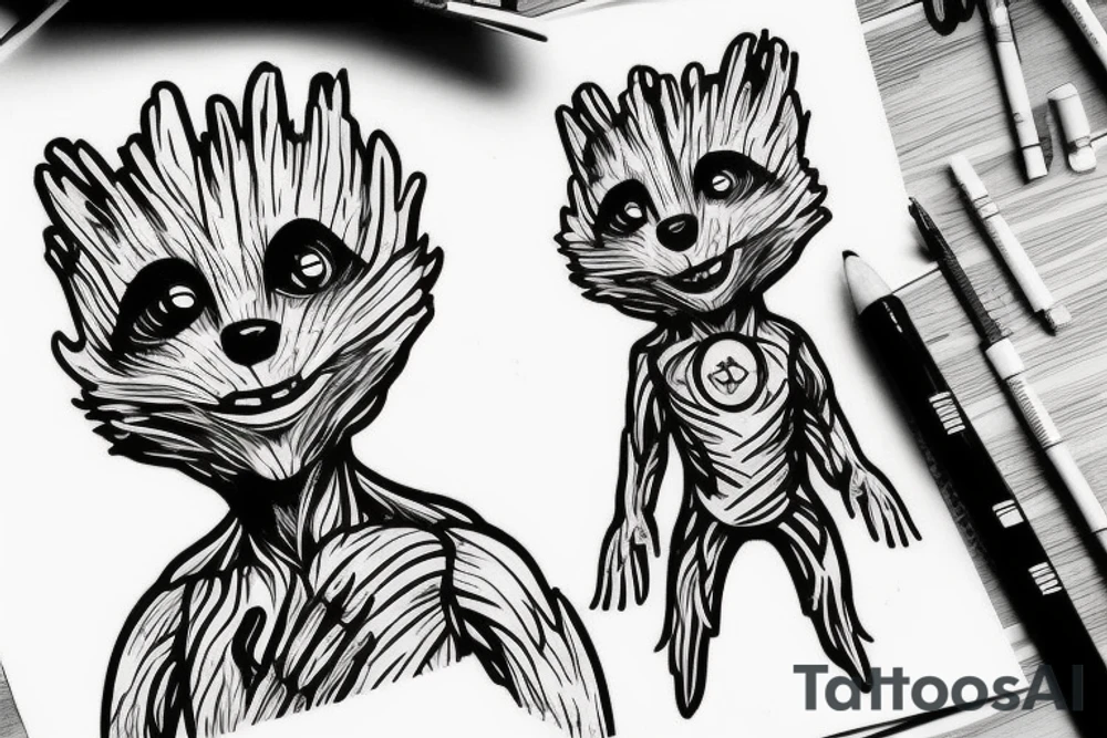 rocket raccoon groot tattoo idea