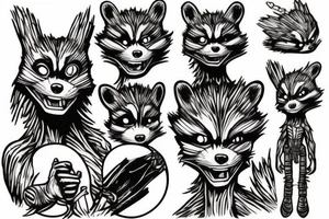 rocket raccoon with groot tattoo idea