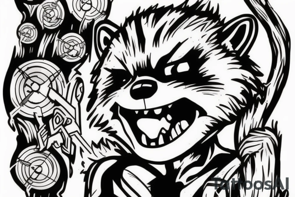 rocket raccoon with groot tattoo idea