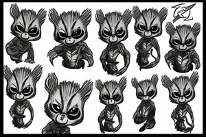 rocket raccoon with groot tattoo idea