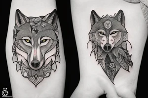 Full body of a wolf tattoo idea