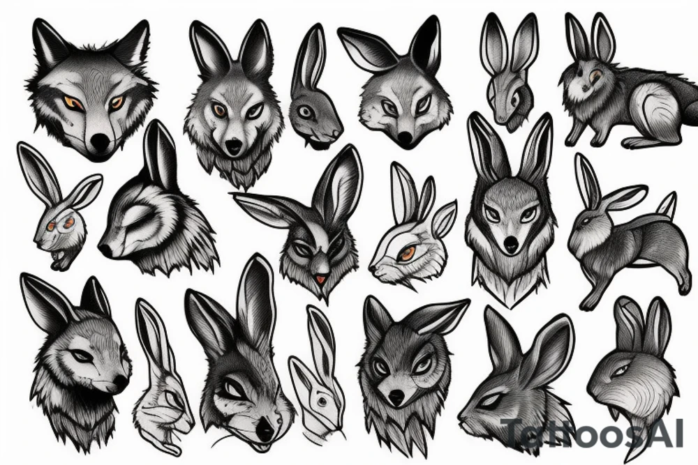 Wolf and a rabbit tattoo idea