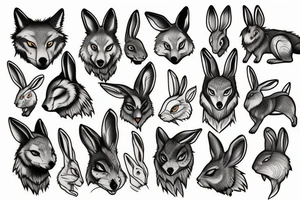 Wolf and a rabbit tattoo idea