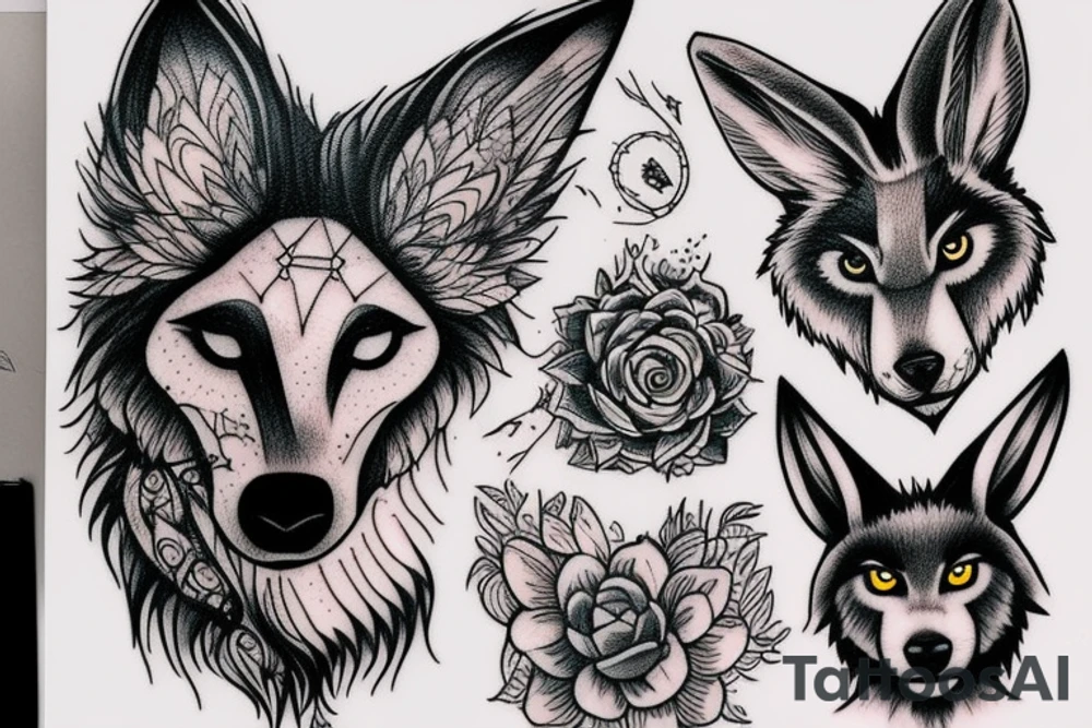 Wolf and a rabbit tattoo idea