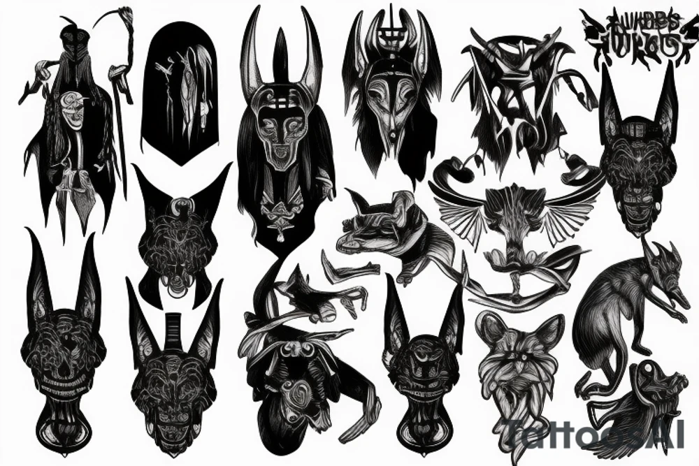 Horror anubis tattoo idea