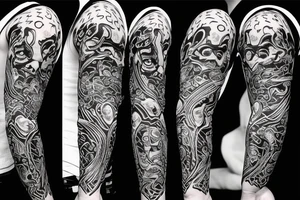 scary oni mask with flames tattoo idea