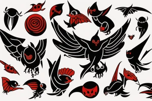 cute flying bat in black and red color traditional tattoo tattoo idea