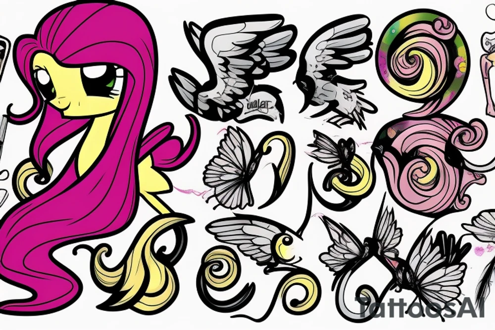 fluttershy from my little pony with blood sucking leeches on her tattoo idea