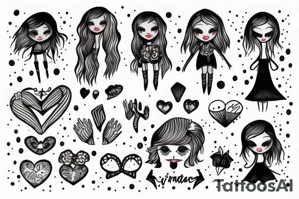 puppet of a little girl controlled by feminine hands tattoo idea