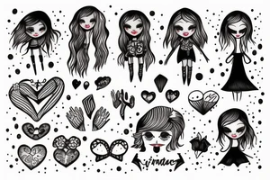 puppet of a little girl controlled by feminine hands tattoo idea