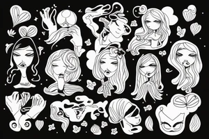 puppet of a little girl controlled by feminine hands tattoo idea
