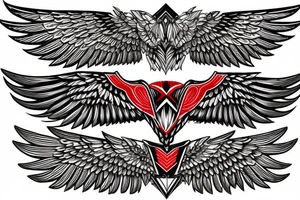 valkyrie wings symmetrical in black and red tattoo idea
