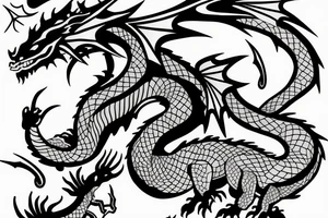 dragon rising fine line tattoo idea