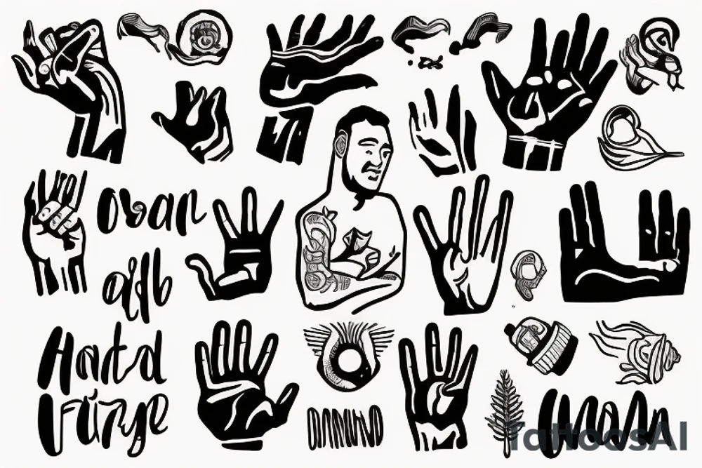 Man with short hair drowning in open water with one hand up waving in distance tattoo idea