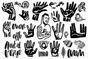 Man with short hair drowning in open water with one hand up waving in distance tattoo idea