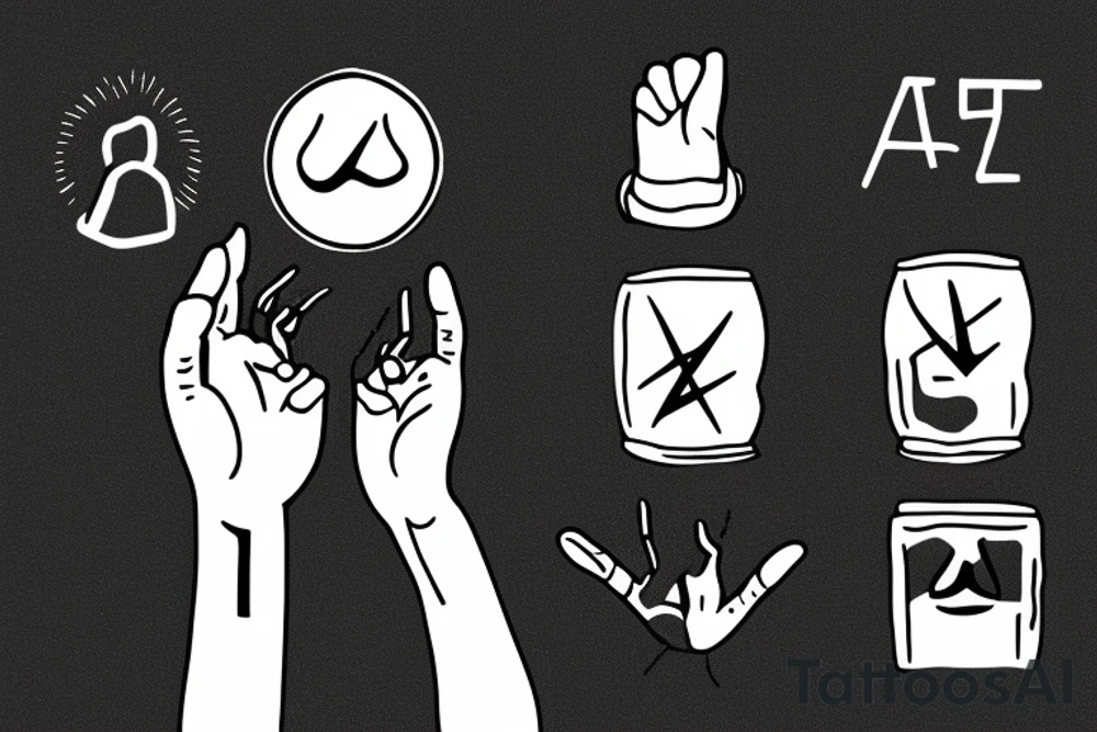 Man with short hair drowning in open water with one hand up waving in distance tattoo idea