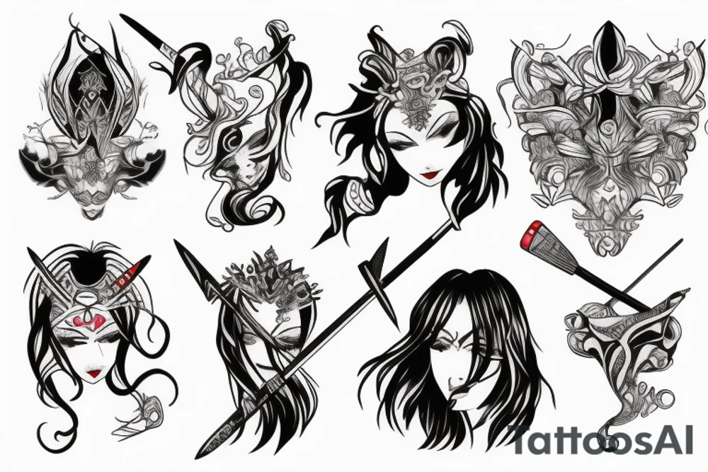 katana lycoris tattoo idea