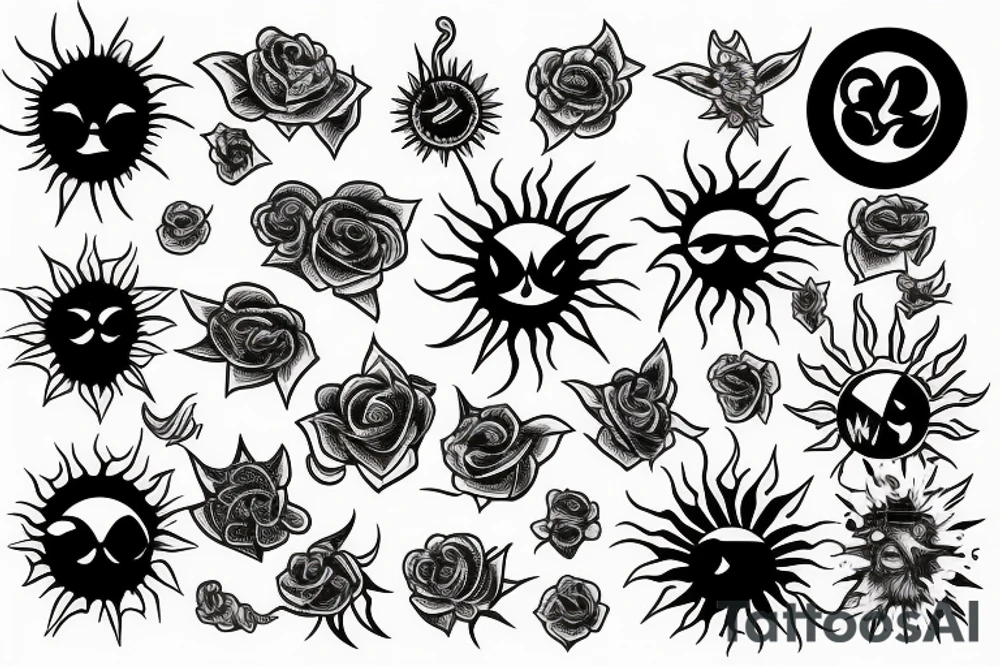 A sun covered by gates tattoo idea