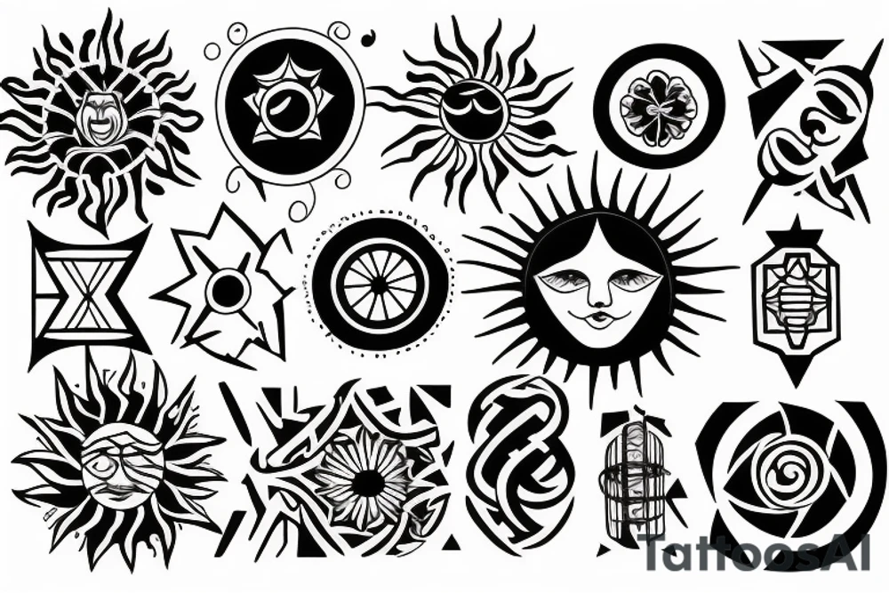 A sun covered by gates tattoo idea