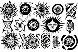 A sun covered by gates tattoo idea