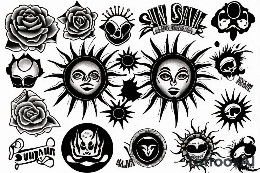 A sun covered by gates tattoo idea