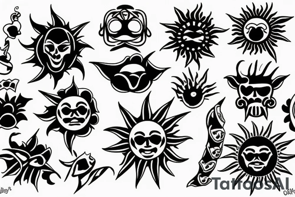 A sun covered by gates tattoo idea