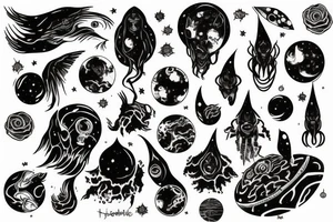 feminine mystique cosmic space wonder horror tattoo idea